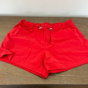 Athleta Red Cargo Shorts with Elastic Waistband